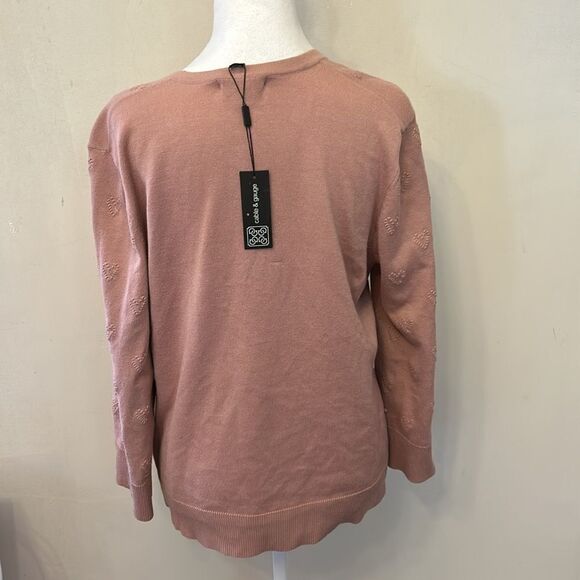 Cable & Gauge mauve long sleeve button front heart cardigan Size L New - Picture 7 of 12